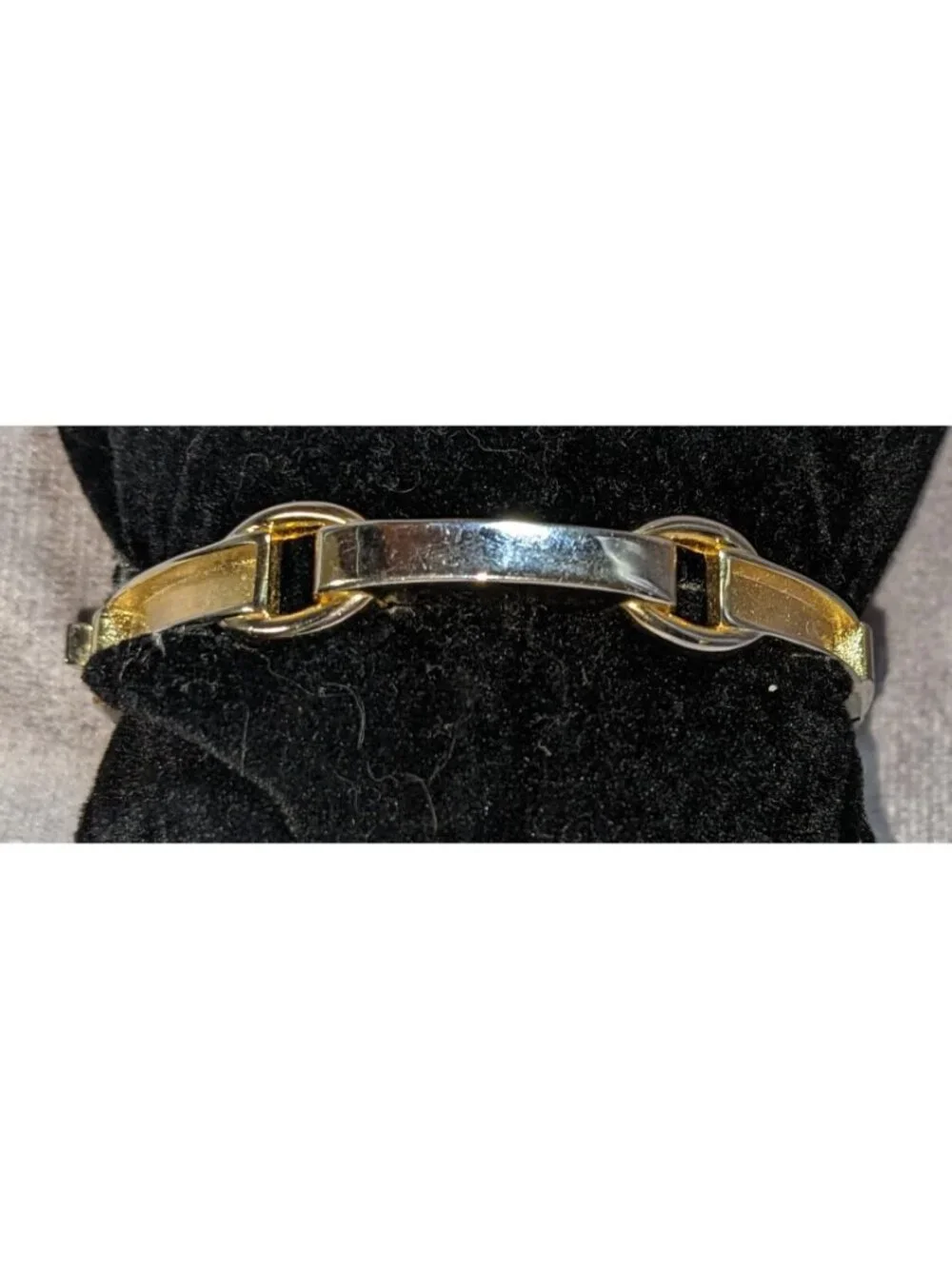 Mod Vintage Ann Taylor Tortoise Simulated Stone Two Tone Bangle Bracelet